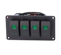 Dilwe Panneau d'interrupteur à Bascule à 4 Gangs, Rétro-éclairage LED, Protection contre la Surchauffe, pré-câblé, pour Véhicule, Yacht Marin, Camion 12 V 24 V (D (vert))