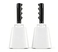 Dilwe Paquet de 2 Cloches à Main, Générateur de Bruit en Métal Fort avec Poignée Ergonomique pour événements Sportifs, Matchs de Football et Célébrations (Blanc 1 paire)