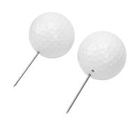 Dilwe Paquet de 2 Marqueurs de Tee avec Pointes en Acier, Marqueurs de Boîte de Tee en Forme de Boule Blanche pour Le Parcours D'installation de Pratique de Terrain de Conduite en