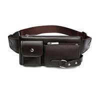 Dilwe Petit Sac de Poitrine, Sac à Bandoulière Réglable en Cuir PU pour Hommes, de Sport Léger pour Les Essentiels de Voyage en Plein Air (Marron Foncé Grand)