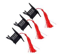 Dilwe Pinces à Cheveux « Toque de Docteur » - Lot de 3 Mini-barrettes en Forme de Chapeau de diplômé, Adorables épingles Décoratives pour Cadeaux de Fête de Remise des Diplômes et (rouge)