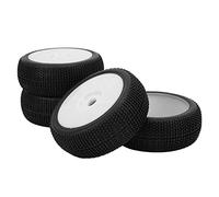 Dilwe Pneus de Buggy RC 1/8, Roues Tout-Terrain en Caoutchouc avec Moyeu en Plastique Hexagonal de 17mm, pour Voitures RC à échelle Losi HPI 1/8, 4 Pièces (White)