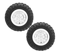 Dilwe Pneus de Camion RC, Jeu de Roues Antidérapantes en Alliage D'aluminium de 55 Mm avec Bande de Roulement en Caoutchouc pour Modèle WPL D12 à L'échelle 1/10 (Argent S)