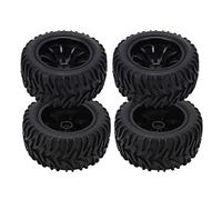 Dilwe Pneus de Voiture RC 4 Pièces, Jante de Roue en Caoutchouc et Plastique avec Doublure en éponge pour Parcours Court Truck 1/8 1/10, Texture Inégale pour Une Meilleure Adhérence