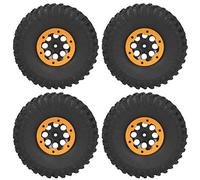 Dilwe Pneus RC 4 Pièces 1,9 Pouces, Roue de Course Gonflable Télécommandée, Pneus de Voiture d'escalade pour SCX10 1,9 Pouces (Orange)
