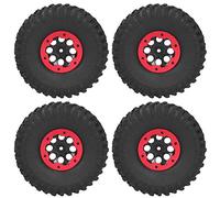 Dilwe Pneus RC 4 Pièces 1,9 Pouces, Roue de Course Gonflable Télécommandée, Pneus de Voiture d'escalade pour SCX10 1,9 Pouces (Rouge)