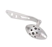 Dilwe Poignée de Moulinet de Pêche, Poignée de Puissance de Moulinet de Baitcasting Simple en Alliage D'aluminium Blanc argenté avec Bouton en Forme d'olive, pour Modification 95 Mm