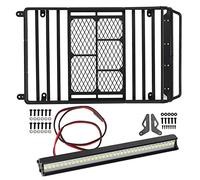 Dilwe Porte-Bagages de Toit RC, Porte-Bagages en métal avec Support de Toit pour modèle de Voiture / SCX10 1/10(with LED)