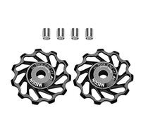 Dilwe Poulie de dérailleur arrière, 1 Paire de Roues en céramique de qualité pour vélo de Route, Rouleau de dérailleur arrière avec Trous d'installation et Tubes adaptateurs