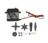 Dilwe RC Crawler Servo 1/10 1/12 RC Car Servo Copper Gear Aluminium Alloying Angle de Commande 180 ° avec Divers Bras de Sortie pour SCX10 (25KG)