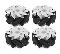 Dilwe Roues de Mécanum Ensemble 100 Mm 4pcs de Roues Omnidirectionnelles Robot Omni pour Robot Car 14162 avec Pom en Alliage en Aluminium Rouleaux en Caoutchouc 9 Rouleaux par 45 Kg Capacité de