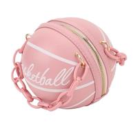 Dilwe Sac à Bandoulière en Forme de Basket-ball, Sac à Main Rond en Cuir PU pour Femmes et Filles avec Sangle Amovible, Fermeture éclair sur le Dessus, Intérieur Spacieux pour les (PINK)