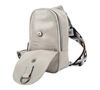 Dilwe Sac à Bandoulière Simple, Sac à Dos en Cuir PU, Conception à Sangle Unique, Transport Mains Libres Compact, pour la Randonnée en Plein Air, le Shopping, le Sport, les Adultes (gris clair)