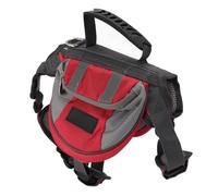 Dilwe Sac à Dos pour Chien, Sac de Selle avec Grande capacité, Plusieurs Poches, Léger et Portable pour Les Voyages de Randonnée, Le Camping, Bande Réfléchissante, Tissu Oxford de Taille M (Rouge)
