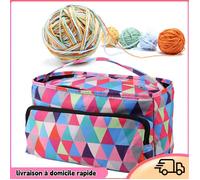 Dilwe Sac de godet de rangement Crochet File Sac à couture Boîte de rangement mercerie tricoter Sac octogonal Sac carré coloré