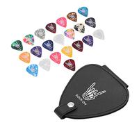 Dilwe Sac de Médiator de Guitare, étui de Support de Médiator en Cuir PU de Grande capacité Résistant aux Rayures pour 22 Médiators (avec 22 médiators)