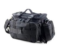 Dilwe Sac de pêche, plusieurs poches et système de suspension, sac à main, fabriqué à partir de tissu polyester pour les pêcheurs et les amateurs de plein air, durable, rangement spacieux, Noir
