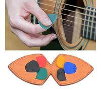 Dilwe Support de Médiator de Guitare, étui en Cuir PU avec 6 Médiators, Accessoire de Musique Portable pour Guitaristes 7,5x7x1cm (Simili cuir marron)