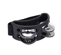 Dilwe Tambourin à Pied, Instrument de Percussion Jingle Bell avec 2 Rangées de Cloches Métalliques et Bande en Nylon, pour une Fête, un karaoké, un Mariage