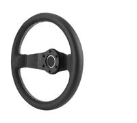 Dilwe Volant de Course en Cuir Noir, 320 Mm, 13 Pouces, Demi-plateau en Alliage d'aluminium, Conception à 6 Boulons avec Klaxon pour les Pilotes de Piste Drift Street, Remplacement du Volant