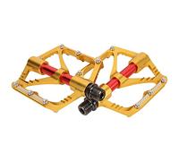 Dilwe Wake Bike Pédale de Vélo, Corps en Alliage d'aluminium, Pédale à 3 Roulements avec Conception Légère pour Le VTT et Le Cyclisme sur Route (Gold)