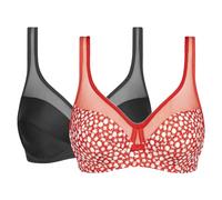 DIM Avec Armatures Generous Classique Maintien Parfait x2 Soutien-Gorge Femme, Retro Daisy/Noir, 90D