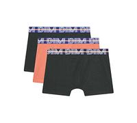DIM Boxer Garçon EcoDIM Coton Stretch x3, Orange/Noir/Noir, 4-5 ans