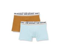 DIM Boxer Garçon Original Design Réassurant x2, Bleu Azur / Marron Clair, 8 ans