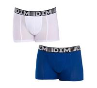 DIM Boxer Homme 3D Flex Air Respirabilité x2, Bleu Acier/Blanc, L
