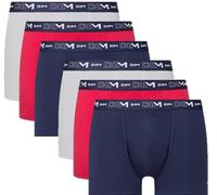 Dim Boxer Homme Coton Stretch Respirant Maintien Optimal x6, Bleu Denim/Rouge Topaze/Acier, 4XL
