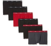 Dim Boxer Homme Coton Stretch Respirant Maintien Optimal x6, Gris Plomb/Rouge Chili/Noir/Noir/Noir/Noir, 4XL