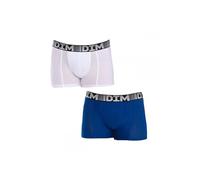 DIM Boxer Homme Long 3D Flex Air Respirabilité x2, Bleu Acier/Blanc, XXL