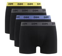 DIM Boxer Homme Mix and Colors Coton Stretch x4, Noir ceinture jaune/bleu/gris, L
