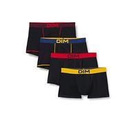 DIM Boxer Homme Mix and Colors Coton Stretch x4, Noir Ct Jaune Safran/Noir Ct Bleu Marin/Noir Ct Rouge Baie/Noir Ct Aubergine Foncé, M