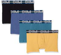 DIM Boxer Homme Powerful Coton Stretch x4, Bleu/Vert/Noir/Jaune, L