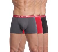 DIM Boxer Homme Coton Stretch Respirant Maintien Optimal x3, Gris Plomb/Rouge Chili/Noir, 3XL