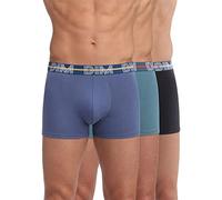 DIM Boxer Homme Style Powerful Coton Stretch x3, Bleu Jacinthe/Vert Viride/Noir, M