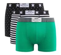 DIM Boxer Homme Vibes Coton Stretch x3, Noir/Blanc/Vert, XL