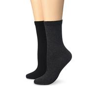 DIM Chaussettes Femme Coton Résistant Talon Renforcés x2, Anthracite/Noir, 39-42