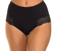 DIM Culotte Femme Taille Haute en Coton Stretch et Dentelle EcoDIM Ventre Plat x1, Noir, M