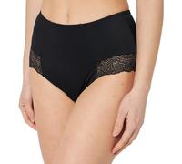 DIM Culotte Femme Taille Haute en Coton Stretch et Dentelle EcoDIM Ventre Plat x1, Noir, S