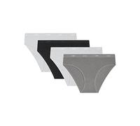 Dim Culotte Fille Les Pockets Ecodim Coton x4, Blanc/Gris/Noir/Blanc, 16 ans