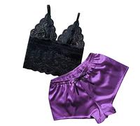 dim Culottes Femme Coton Jumpsuit Culotte Soutien-Gorge avec Jeu de jarretière Jeux de Lingerie Femmes et Ceintures de Lingerie Sexy Culotte Femme Taille Haute Dentelle (Purple, M)