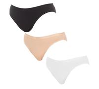 Dim Femme Les Pockets Ecodim Coton Confortable X3 Culotte, Blanc/Peau/Noir, 36-38 EU