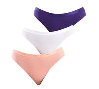 Dim Femme Les Pockets Ecodim Coton Confortable X3 Culotte, Violet Aubergine/Beige Peche/Blanc, 36-38 EU