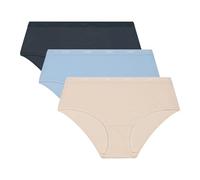 DIM Femme Les Pockets Ecodim Coton Finitions Extra-Plates X3 Boxer, Beige Ivoi/BL Chemise/GR Granit, L EU