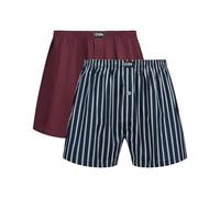 DIM Homme - Caleçon Flottant Coton Stretch X2 Boxer, Rayures Chemise/RGE Chili, L EU