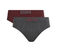 DIM Slip Seamless Micro x2, Gris Quartz/Bordeaux Froid, M (Lot de 2) Homme