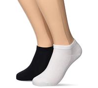 DIM Lot de 2 Socquettes Courtes Coton Confort and respirabilité Femme x2, Blanc/Noir, 39-42
