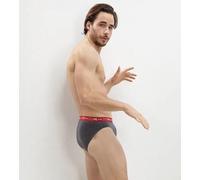 Dim Lot De 3 Slips Gris, Rouge Chili Et Noir Coton Stretch